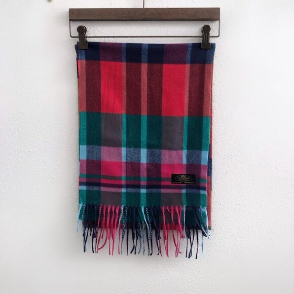 100% CASHMERE Plaid Scarf - Picture 1 of 4